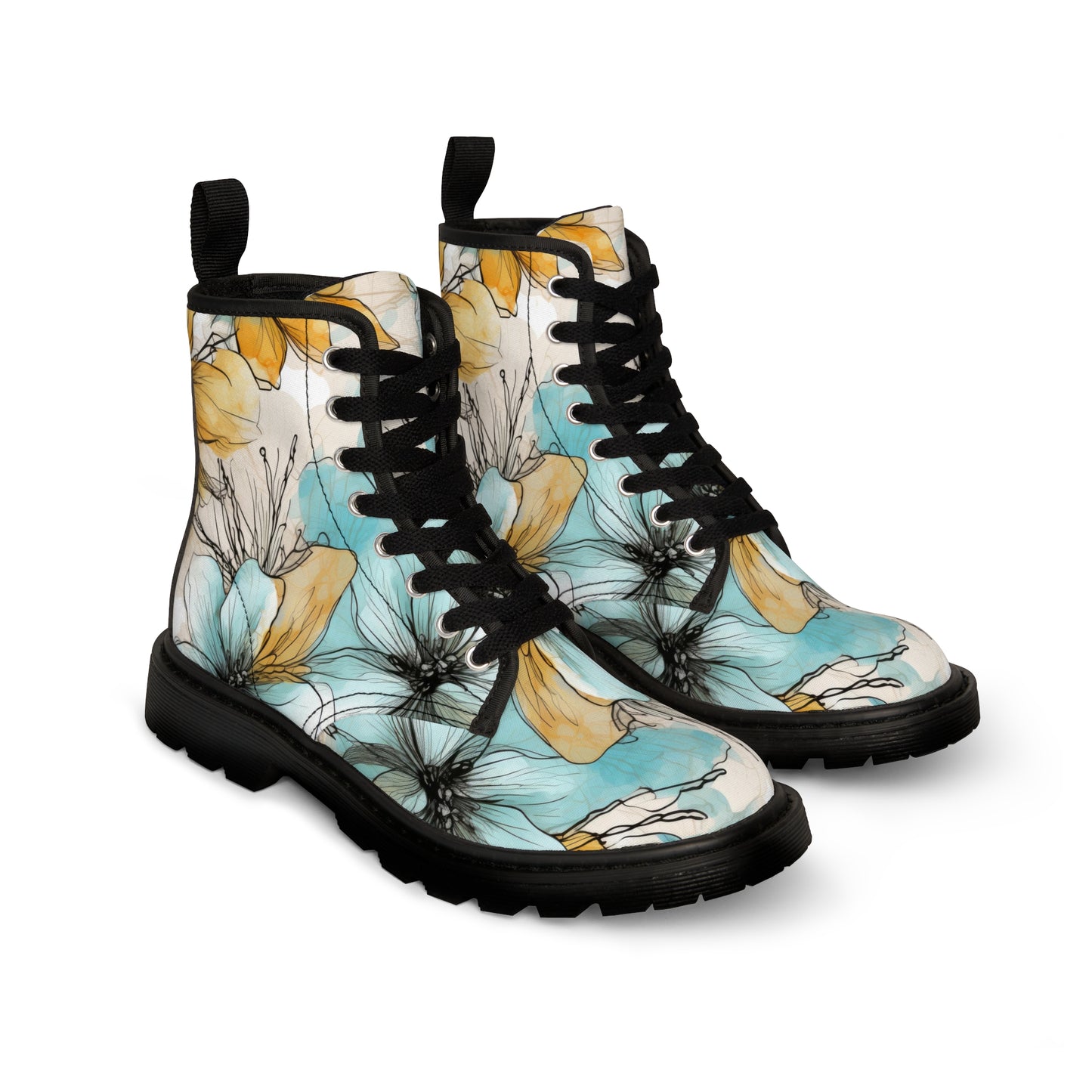 Aquarelle Blooms Canvas Boots